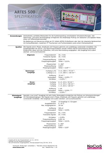  ARTES 500 Spezifikationen 