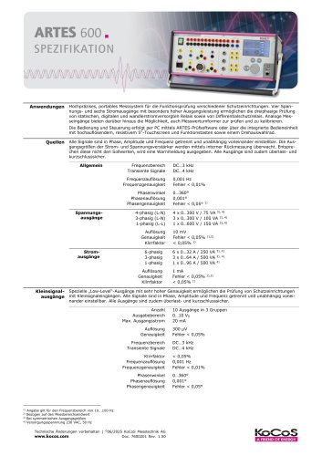  ARTES 600 Spezifikationen 
