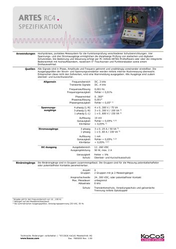 ARTES RC4 Spezifikationen