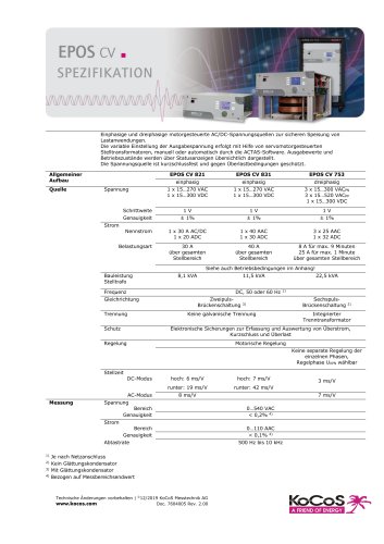  EPOS CV 821-831-753 Spezifikationen 