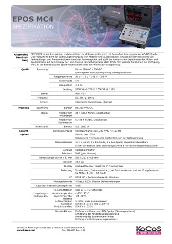  EPOS MC4 Spezifikationen 