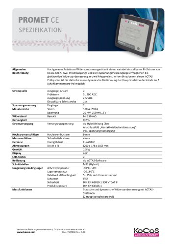 PROMET CE Datenblatt