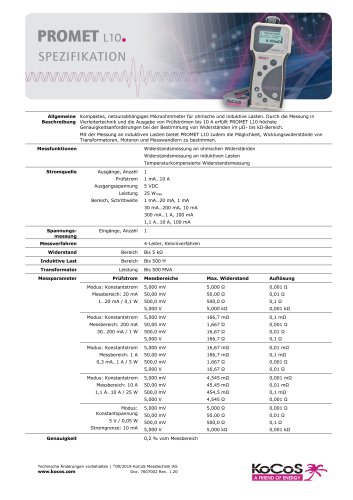 PROMET L10 Spezifikationen 