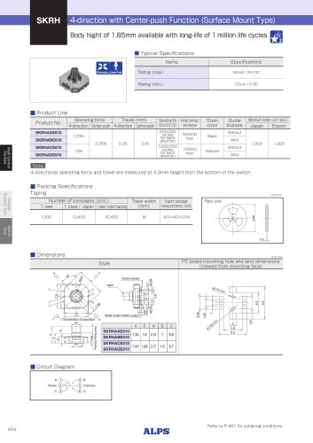 4-direction with Center-push Function (Surface Mount Type) SKRH Series