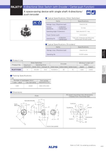 4-directional Stick Switch (with Encoder/Center-push Function) RKJXT1F Series