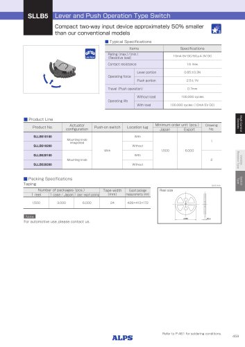 Lever and Push Operation Type Switch SLLB5 Series