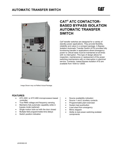 ATC Contactor-Based Bypass Isolation Transfer Switch