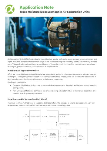 Application Note - Trace Moisture Measurement in Air Separation Units