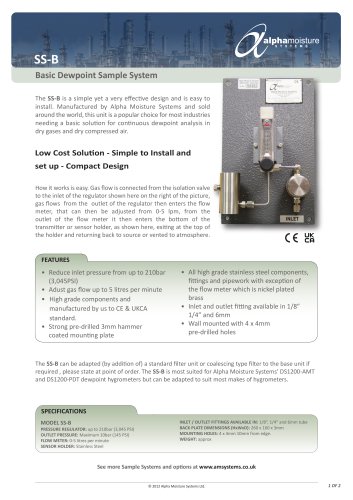 Basic Dewpoint Sample System for Gases - SS-B