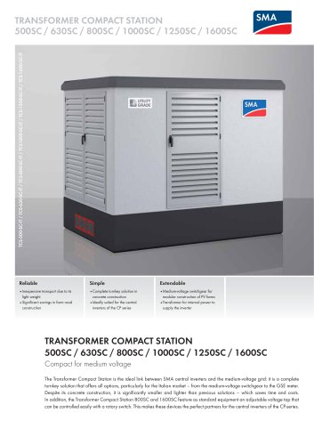 TRANSFORMER COMPACT STATION 500SC / 630SC / 800SC / 1000SC / 1250SC / 1600SC