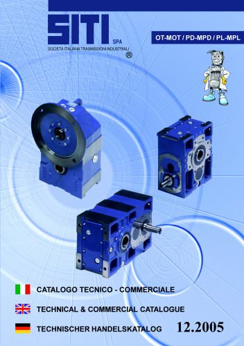 OT (P.A.M.) series = pre-arranged for motor fitting    MOT series =  gearbox pre-arranged for motor fitting complete with motor    OT series with solid input shaft= for in direct drive transmission through belt, chain, gear drive or coupling