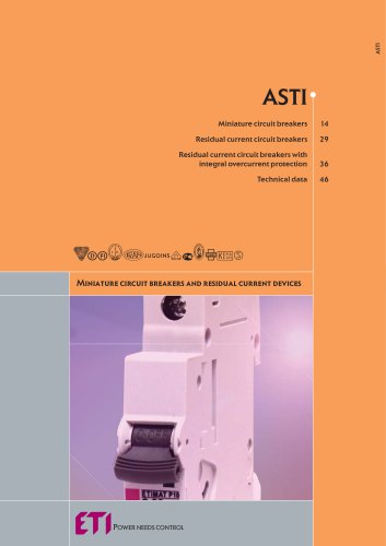 ASTI : MINIATURE CIRCUIT BREAKERS, RESIDUAL CURRENT CIRCUIT BREAKERS, RESIDUAL CURRENT CIRCUIT BREAKERS WITH INTEGRAL OVERCURRENT PROTECTION, MOTOR PROTECTIVE CIRCUIT BREAKERS