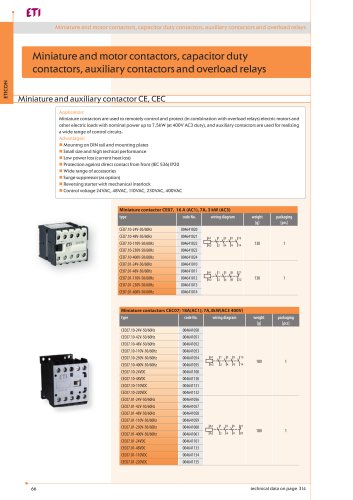 Miniature, motor contactors, capacitor duty contactors, auxiliary contactors and overload relays