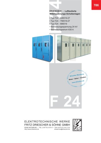 24 kV - Schaltfelder F 24 mit 600, 750 und 900 mm Teilung NEU