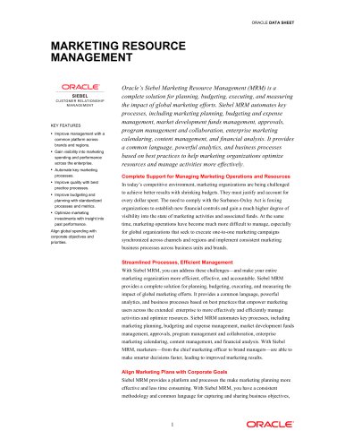 Siebel Marketing Resource Management