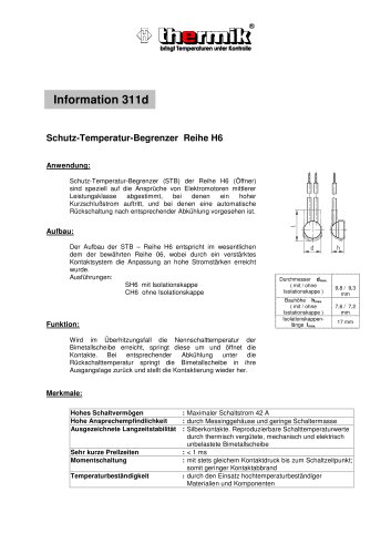 Schutz-Temperatur-Begrenzer Reihe H6