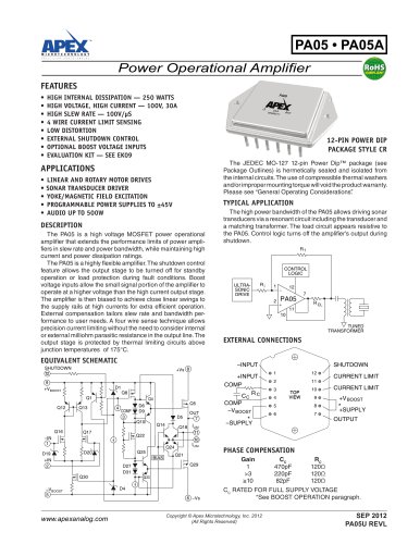 30A, 100V, 100V/µs Power Amplifier