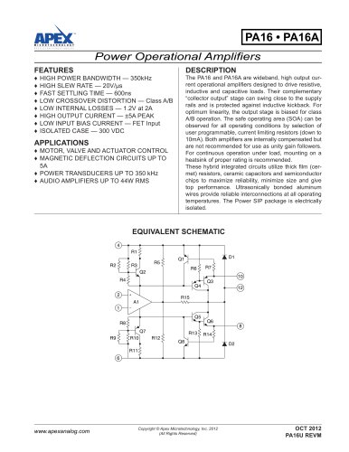 350kHz, 5A, 20V/µs, Class A/B Power Amplifier in PowerSIP