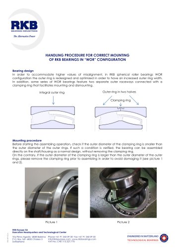 Handling Procedure for Correct Mounting of RKB Bearings in WOR Configuration