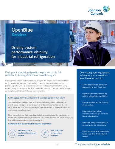 OpenBLUE services Drtiving system performance visibility for industrial refrigeration