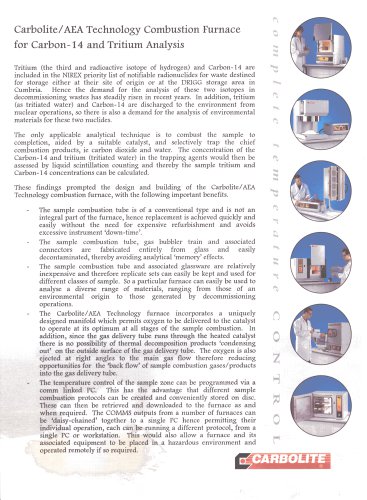 Combustion Furnace for Carbon-14 and Tritium Analysis