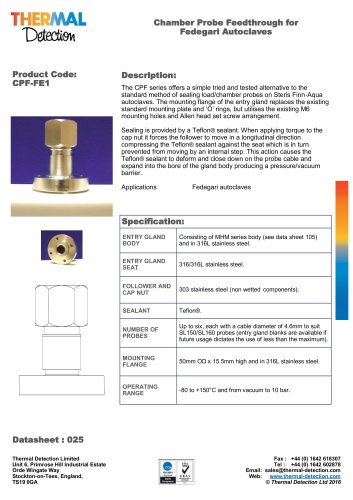 Autoclave Chamber Entry (CPF) Adaptors