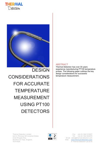 Design Considerations for Successful Temperature Measurement Using PT100 Detectors