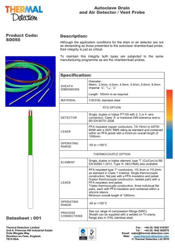 SD050 Drain/Air Detector Probe