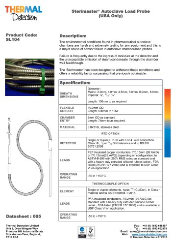 SL104 Sterimaster Autoclave Load / Chamber Probe