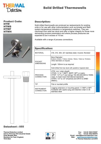 Solid Drilled Thermowells