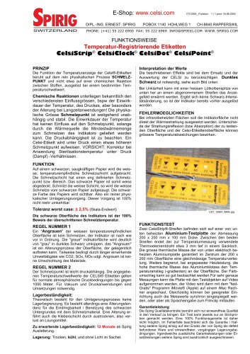 Funktion und Wirkungsweise der CELSISTRIP® Temperatur-Registrier-Etiketten