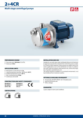 2-4CR Multi-stage centrifugal pumps