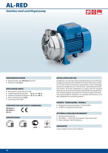 AL-RED  Stainless steel centrifugal pump