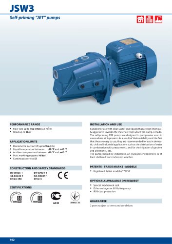 JSW3  Self-priming ?JET? pumps