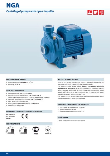 NGA  Centrifugal pumps with open impeller