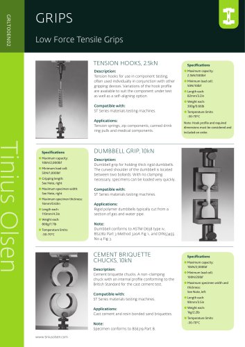 Low Force Tensile Grips from Tinius Olsen