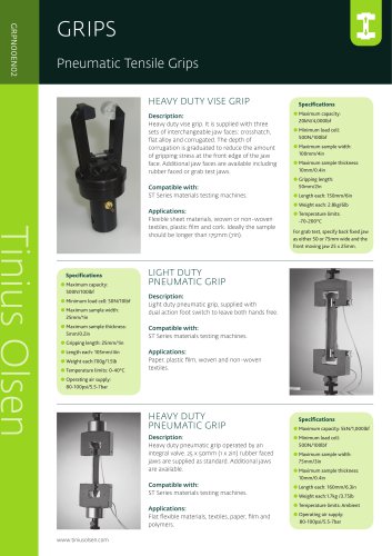 Pneumatic Tensile Grips from Tinius Olsen