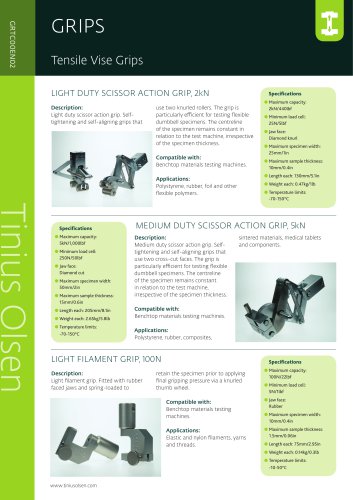 Tensile Vise Grips from Tinius Olsen