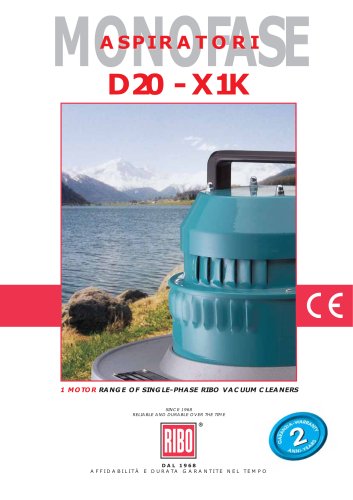 Single-Phase industrial vacuum cleaners D20 - X1K Series