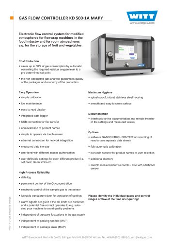 WITT-Gasetechnik GmbH & Co KG, Salinger Feld 4-8, D-58454 Witten, Tel. +49 (0)2302-8901-0, witt@wittgas.comGAS FLOW CONTROLLER KD 500-1A MAPY 2025