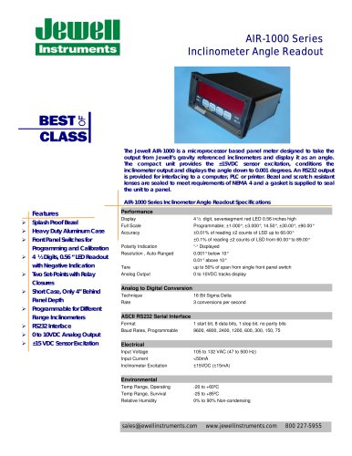 AIR-1000 Series Inclinometer Angle Readout