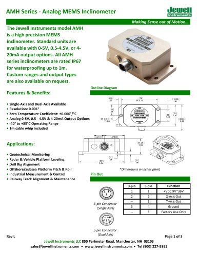 AMH Analog MEMS Inclinometer Datasheet