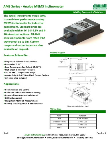 AMS Analog MEMS Inclinometer Datasheet