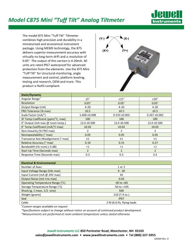 C875 Mini MEMS Tuff Tilt, 4 - 20mA Output