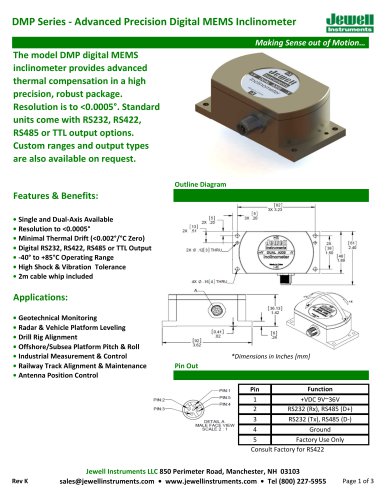 DMP Digital MEMS Inclinometer Datasheet