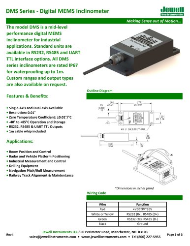 DMS Digital MEMS Inclinometer Datasheet