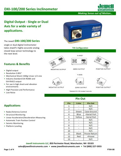 DXI-100-200 Digital Inclinometer Series