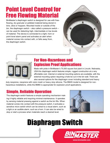 BinMaster Diaphragm / Pressure Switch Brochure