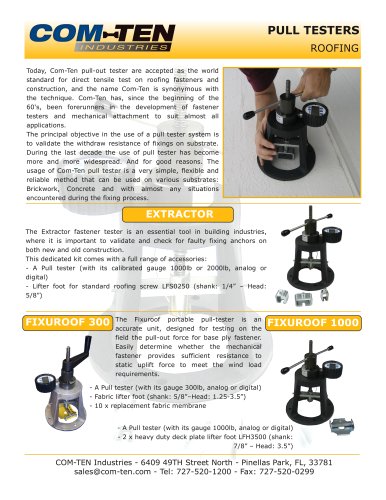 Pull tester for roofing fasteners