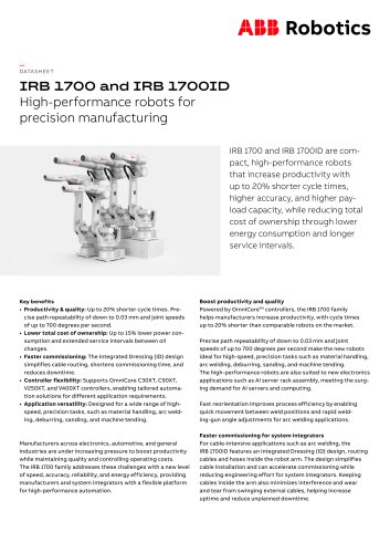 IRB 1700 and IRB 1700ID